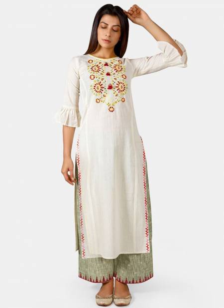 White Colour MESMORA Heavy Fancy Ethnic Wear Khadi Designer Kurti With Bottom Collection MF-4002